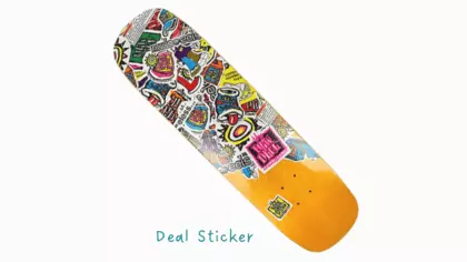 stickers on skateboard